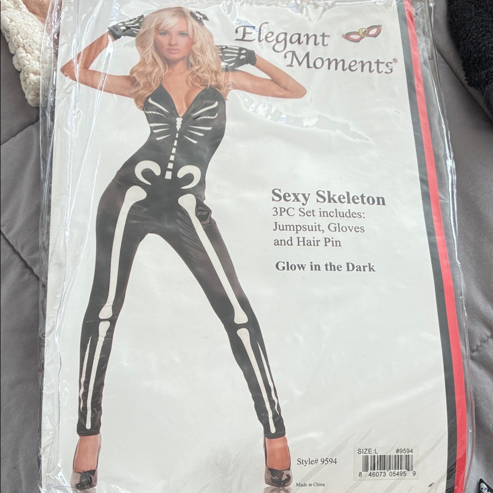 Elegant Moments Black and White glow in the dark green Skeleton Jumpsuit